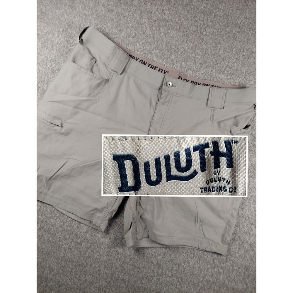 Duluth Trading Co Mens 46 Gray Flex Dry On The Fly Relaxed Fit Cargo Shorts